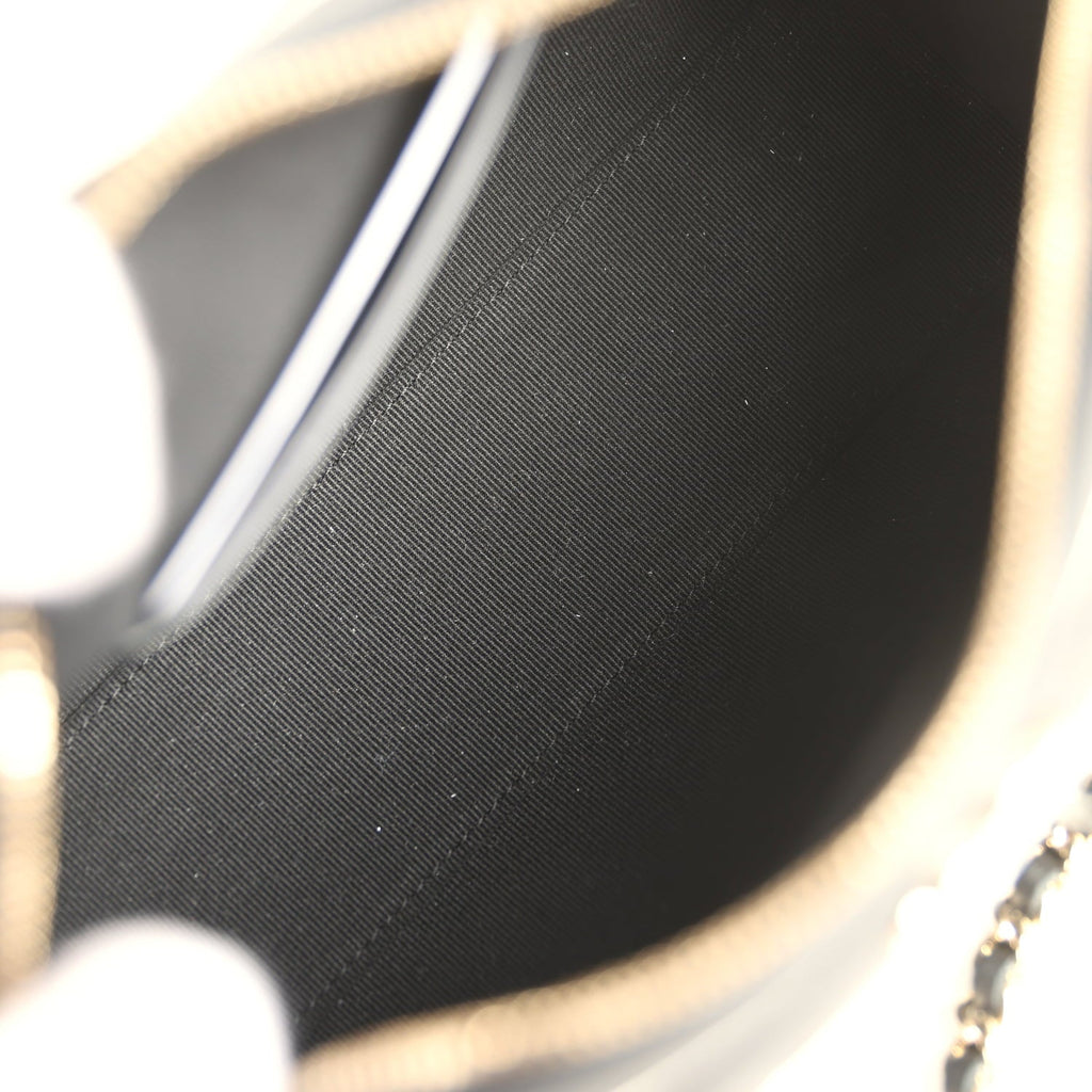 Chanel Mini Timeless Classic Barrel Bag with Chain Black and White Lambskin Light Gold Hardware
