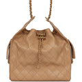 Chanel Medium 25 Hobo Bag Beige Caviar Antique Gold Hardware