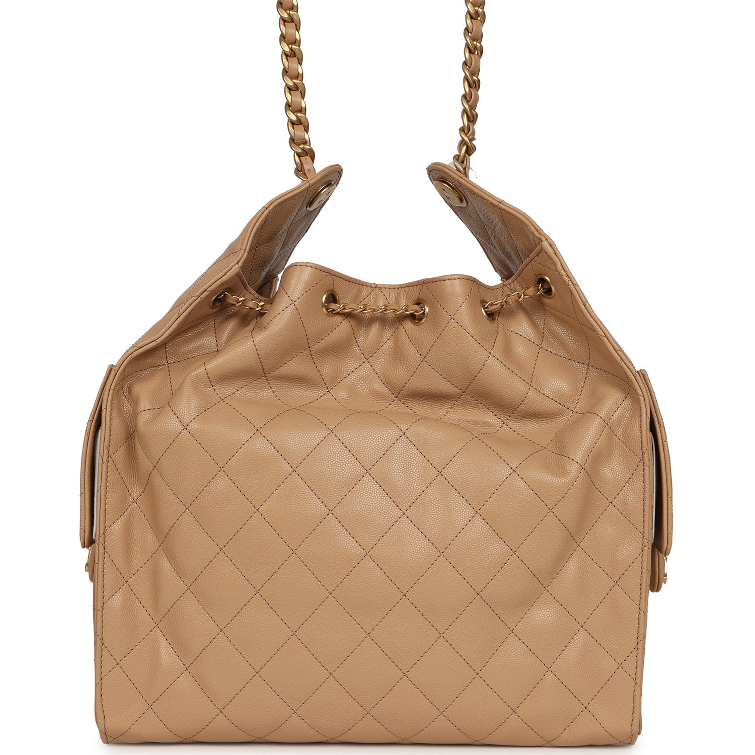 Chanel Medium 25 Hobo Bag Beige Caviar Antique Gold Hardware