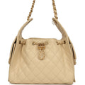 Chanel Small 25 Hobo Bag Light Beige Caviar Antique Gold Hardware