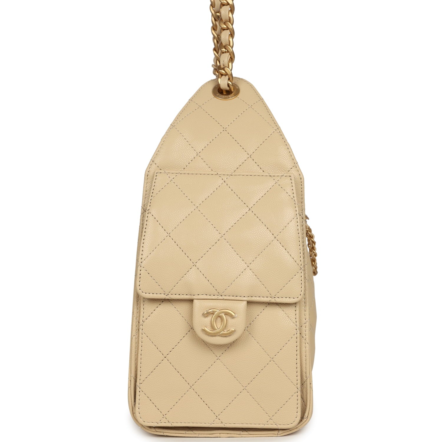 Chanel Small 25 Hobo Bag Light Beige Caviar Antique Gold Hardware