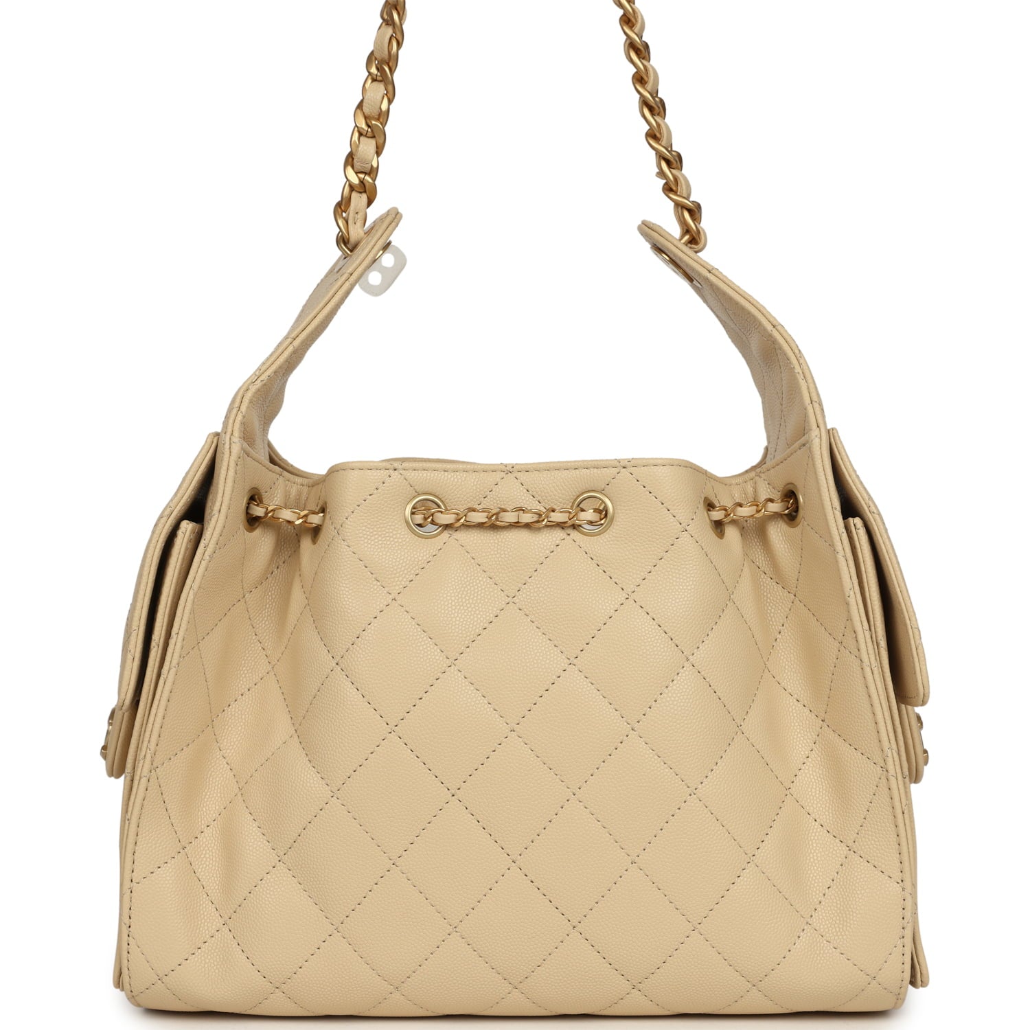 Chanel Small 25 Hobo Bag Light Beige Caviar Antique Gold Hardware