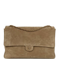 Chanel Maxi "Souplissimo" Large Flap Bag Dark Beige Suede Gold Hardware