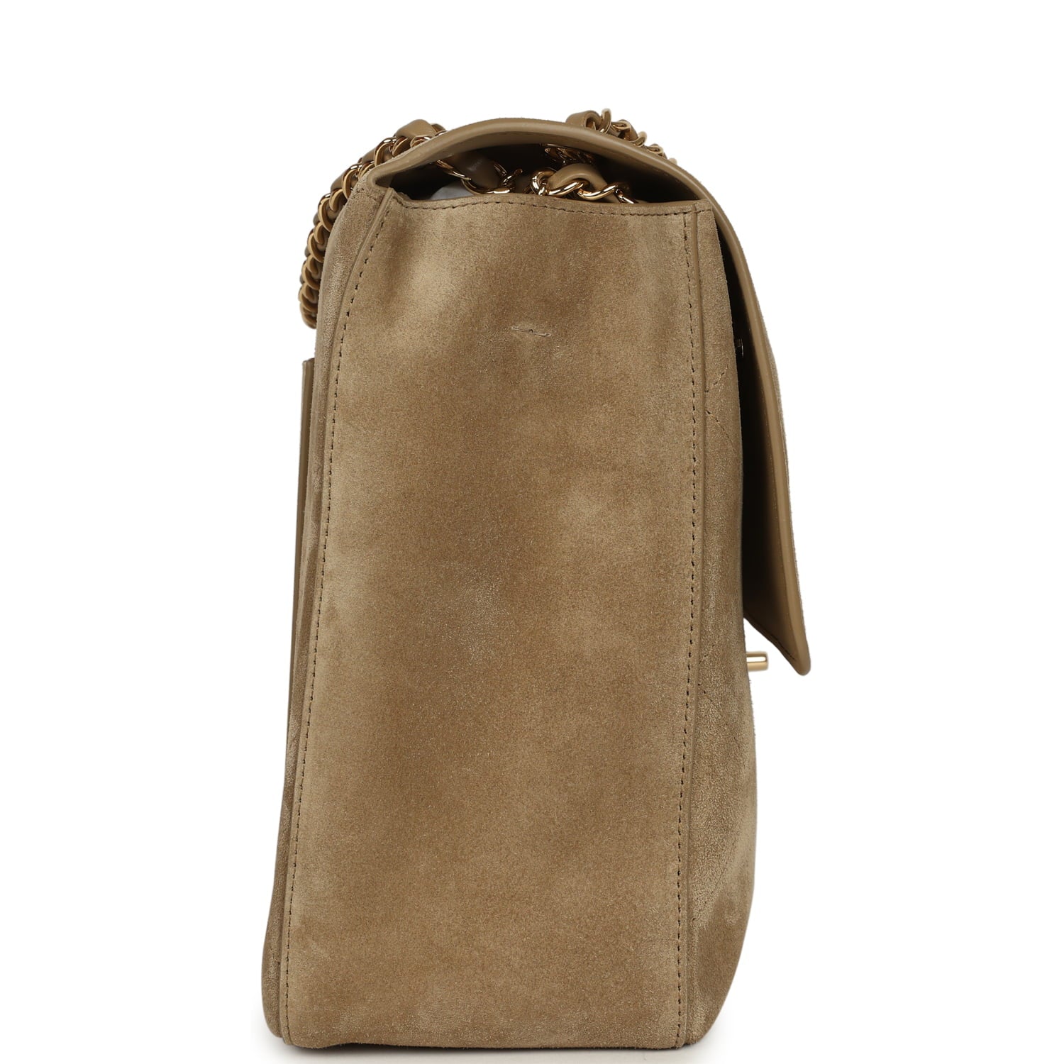Chanel Maxi "Souplissimo" Large Flap Bag Dark Beige Suede Gold Hardware
