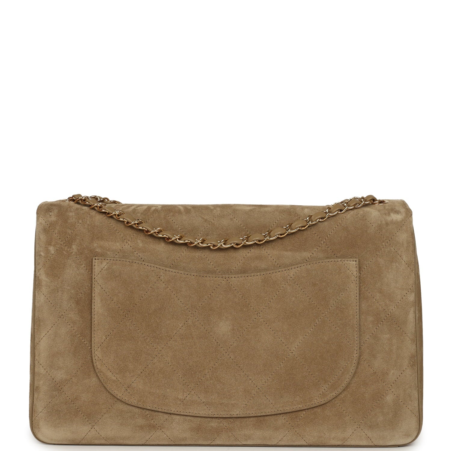 Chanel Maxi "Souplissimo" Large Flap Bag Dark Beige Suede Gold Hardware