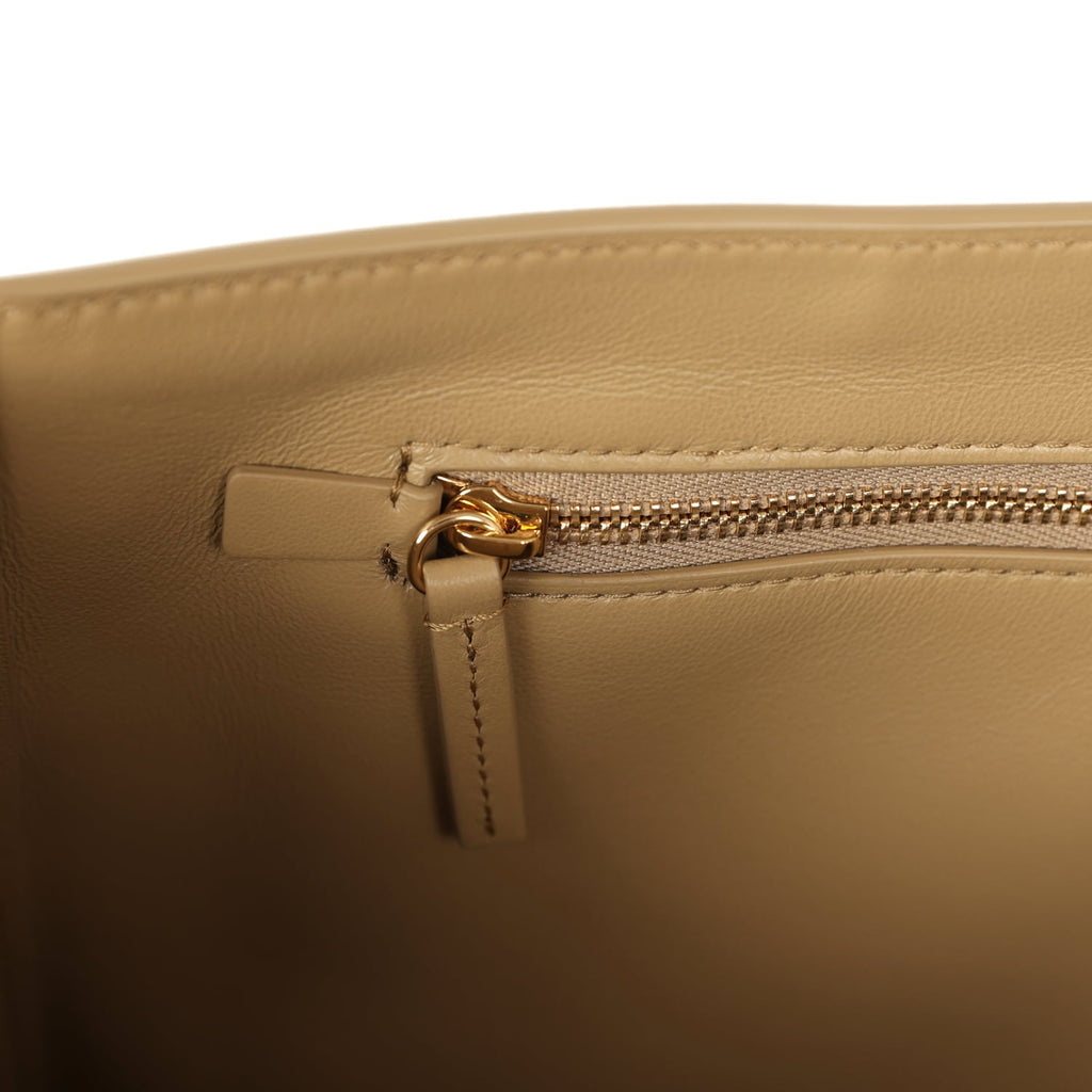 Chanel Maxi "Souplissimo" Large Flap Bag Dark Beige Suede Gold Hardware