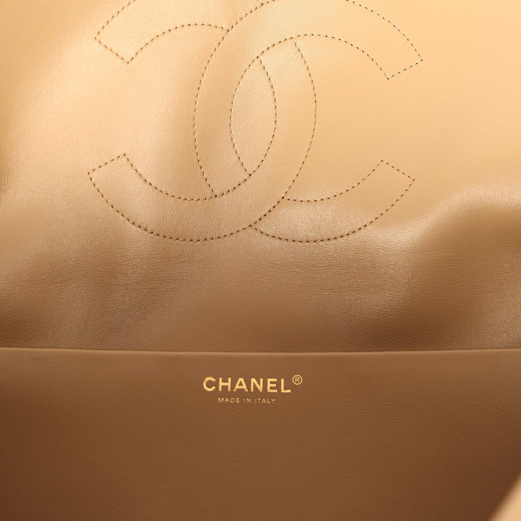 Chanel Maxi "Souplissimo" Large Flap Bag Dark Beige Suede Gold Hardware