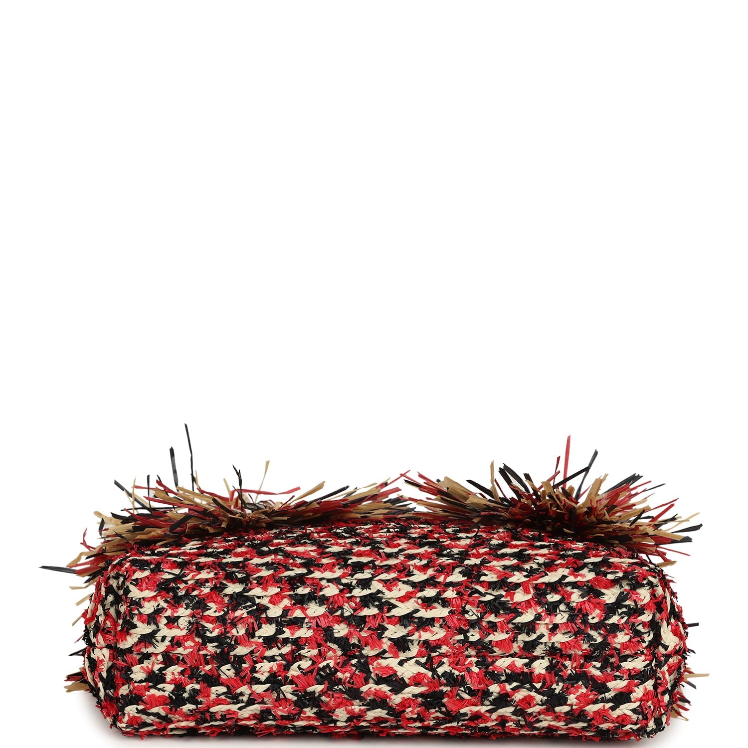 Chanel Small CC Shopping Bag Red, Beige, Black Braided Raffia Gold Hardware