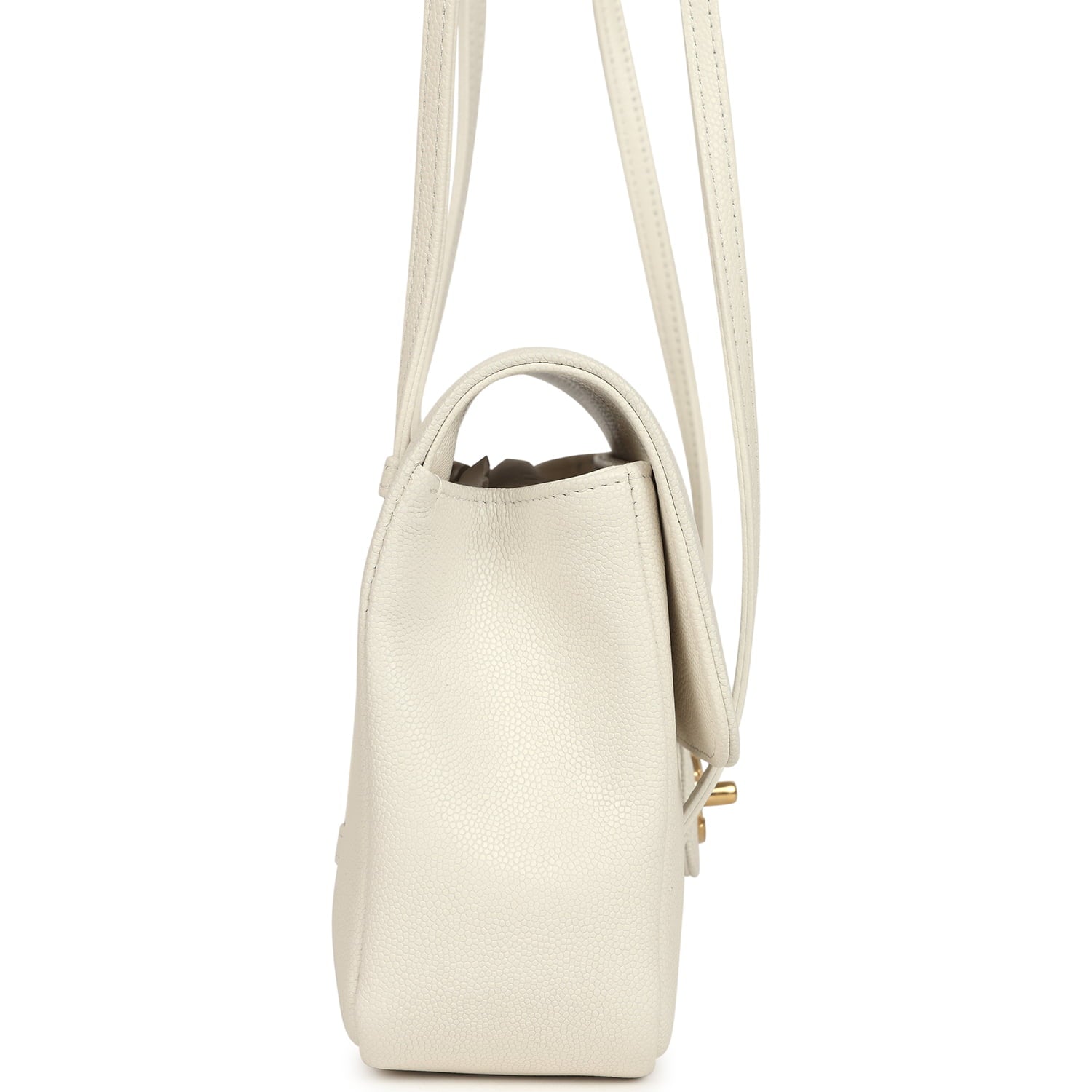 Chanel Small Preppy Coco Flap Bag White Shiny Caviar Brushed Gold Hardware