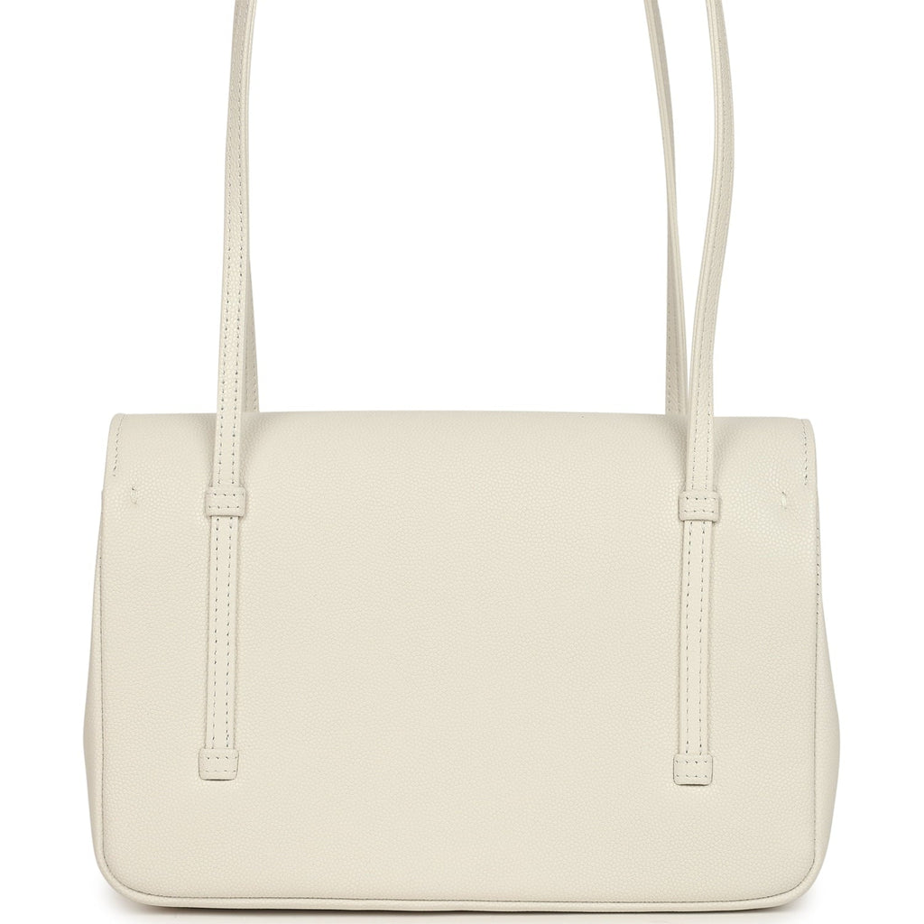 Chanel Small Preppy Coco Flap Bag White Shiny Caviar Brushed Gold Hardware