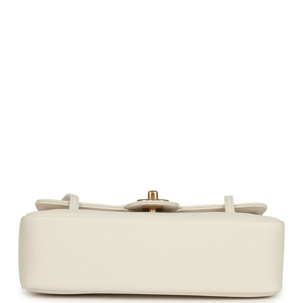 Chanel Small Preppy Coco Flap Bag White Shiny Caviar Brushed Gold Hardware