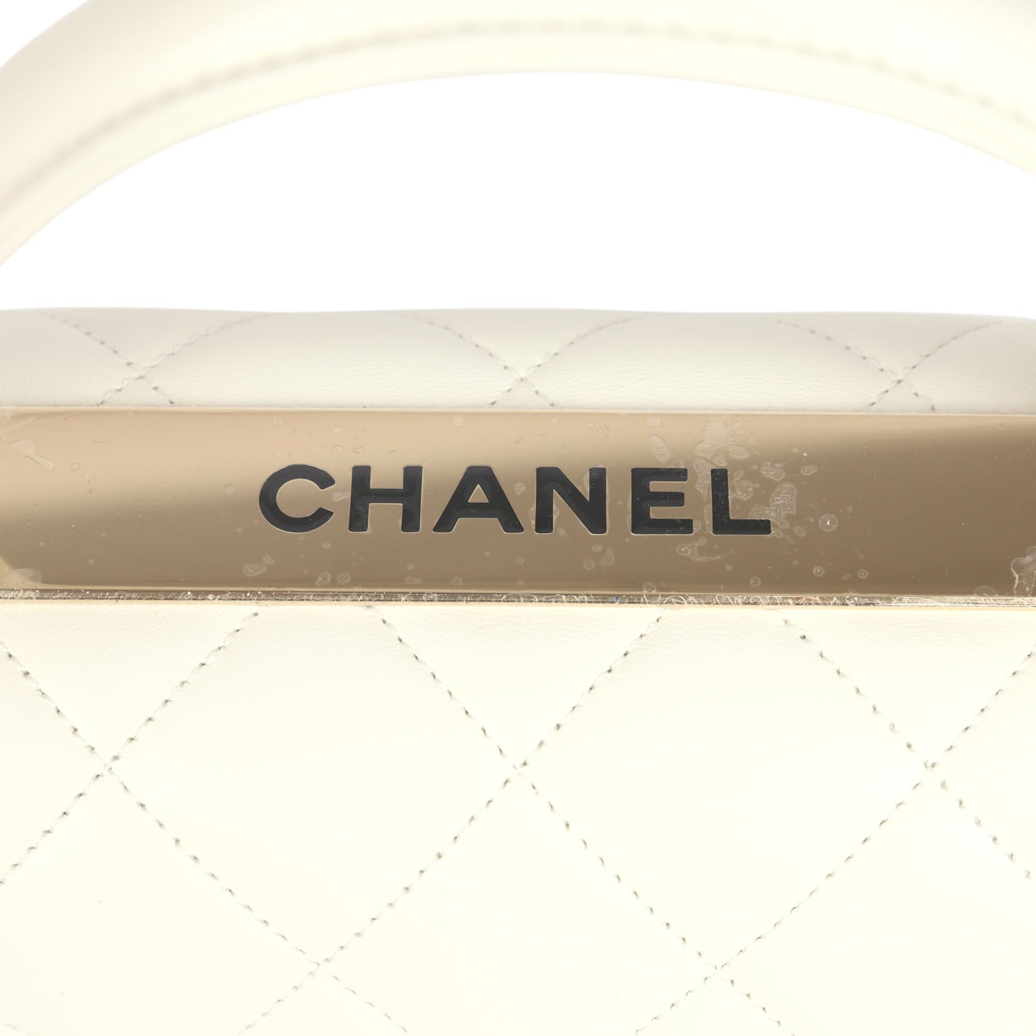 Chanel Large Trendy CC Top Handle Flap Bag White Lambskin Light Gold Hardware