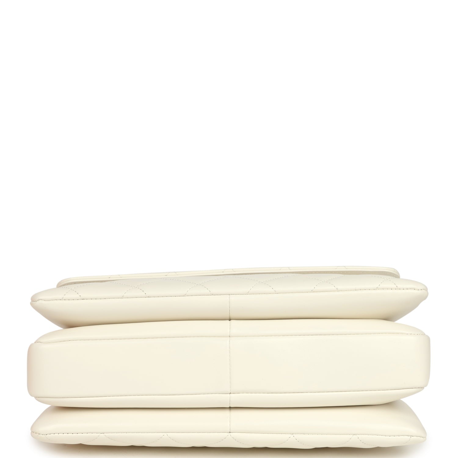 Chanel Large Trendy CC Top Handle Flap Bag White Lambskin Light Gold Hardware