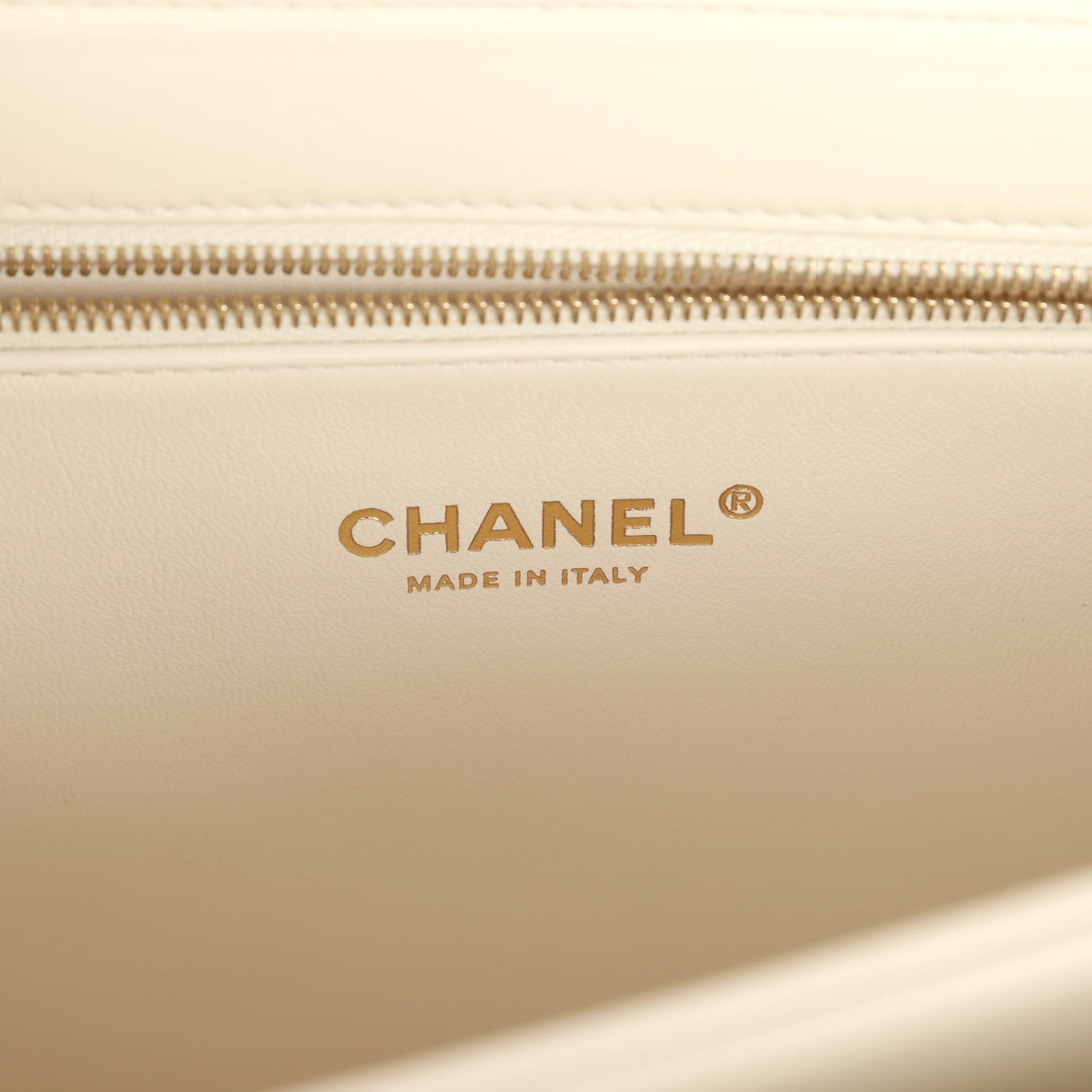 Chanel Large Trendy CC Top Handle Flap Bag White Lambskin Light Gold Hardware