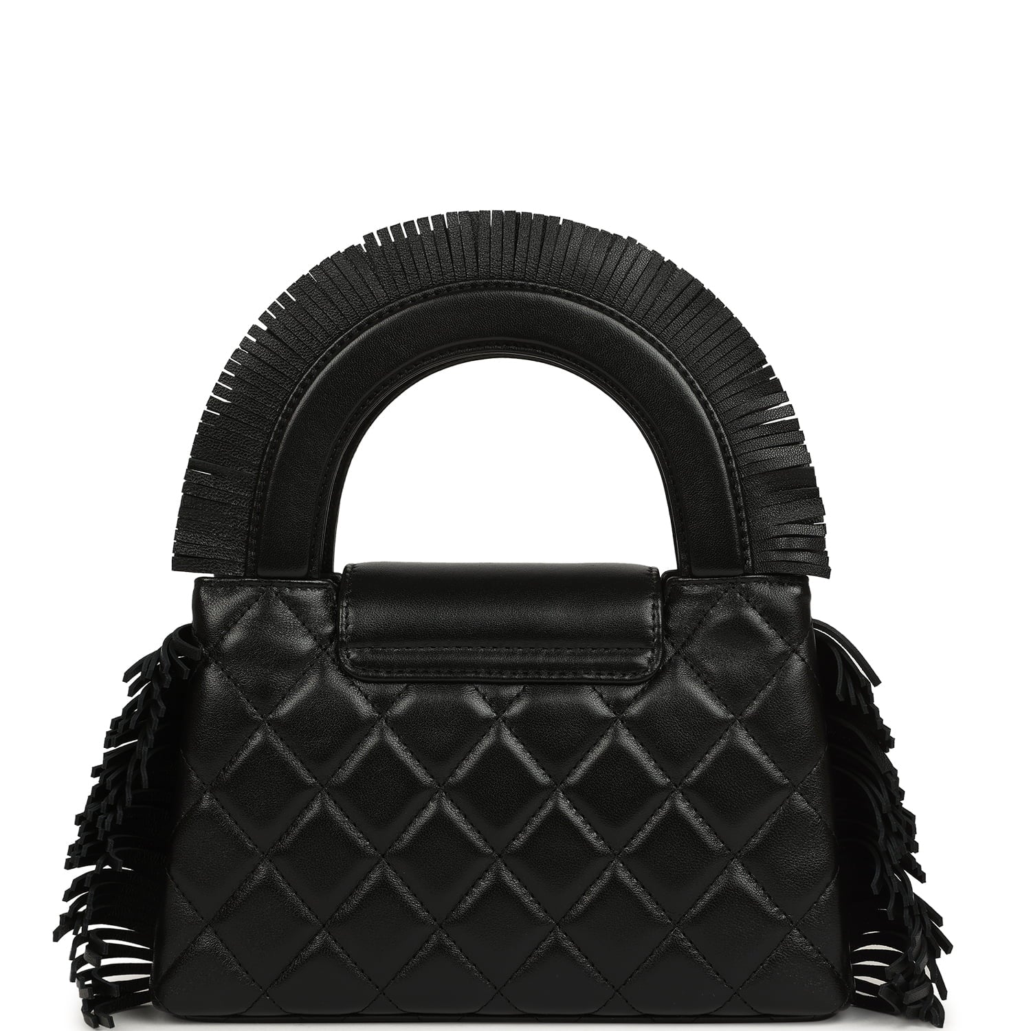Chanel Small Fringe Kelly Black Lambskin Gold Hardware