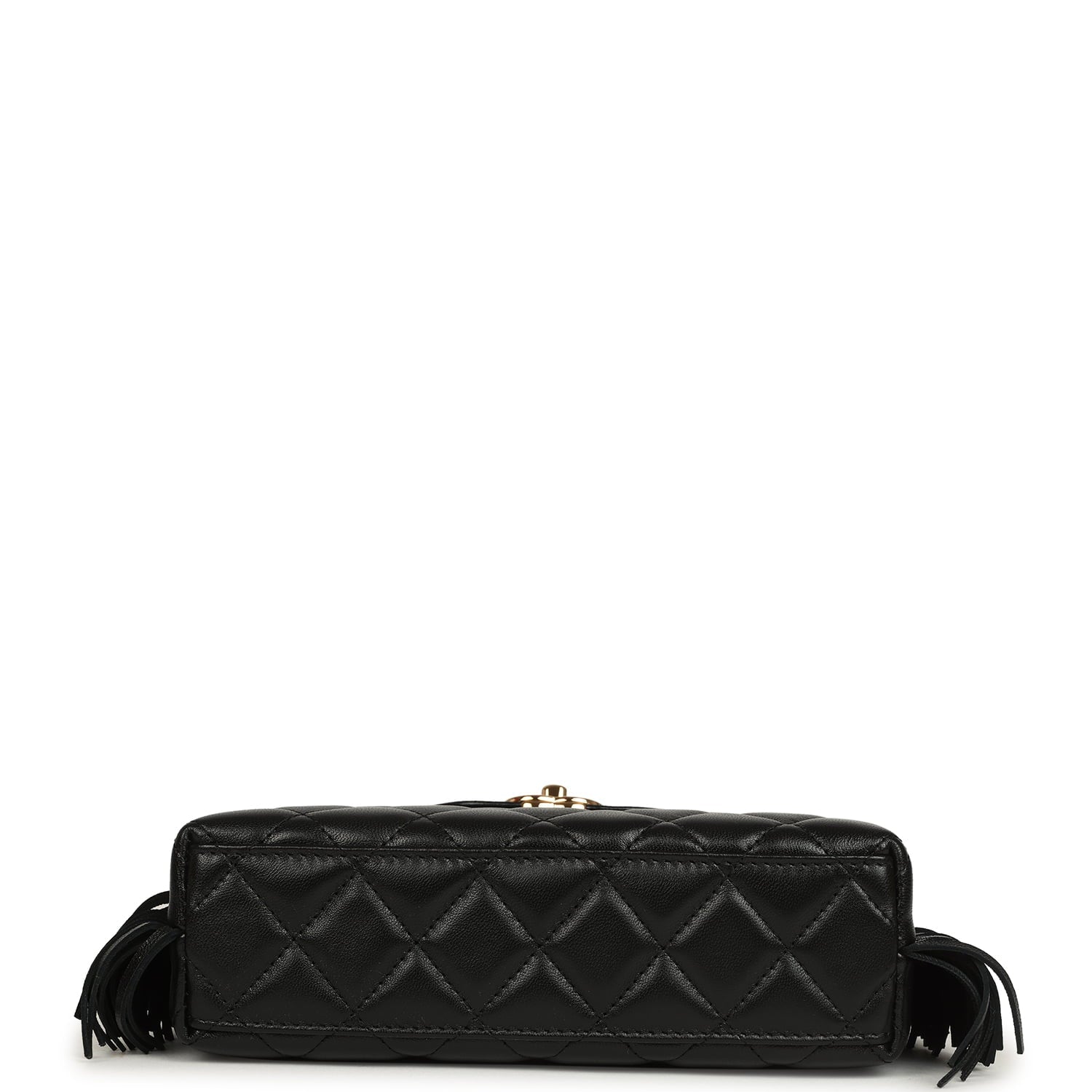 Chanel Small Fringe Kelly Black Lambskin Gold Hardware