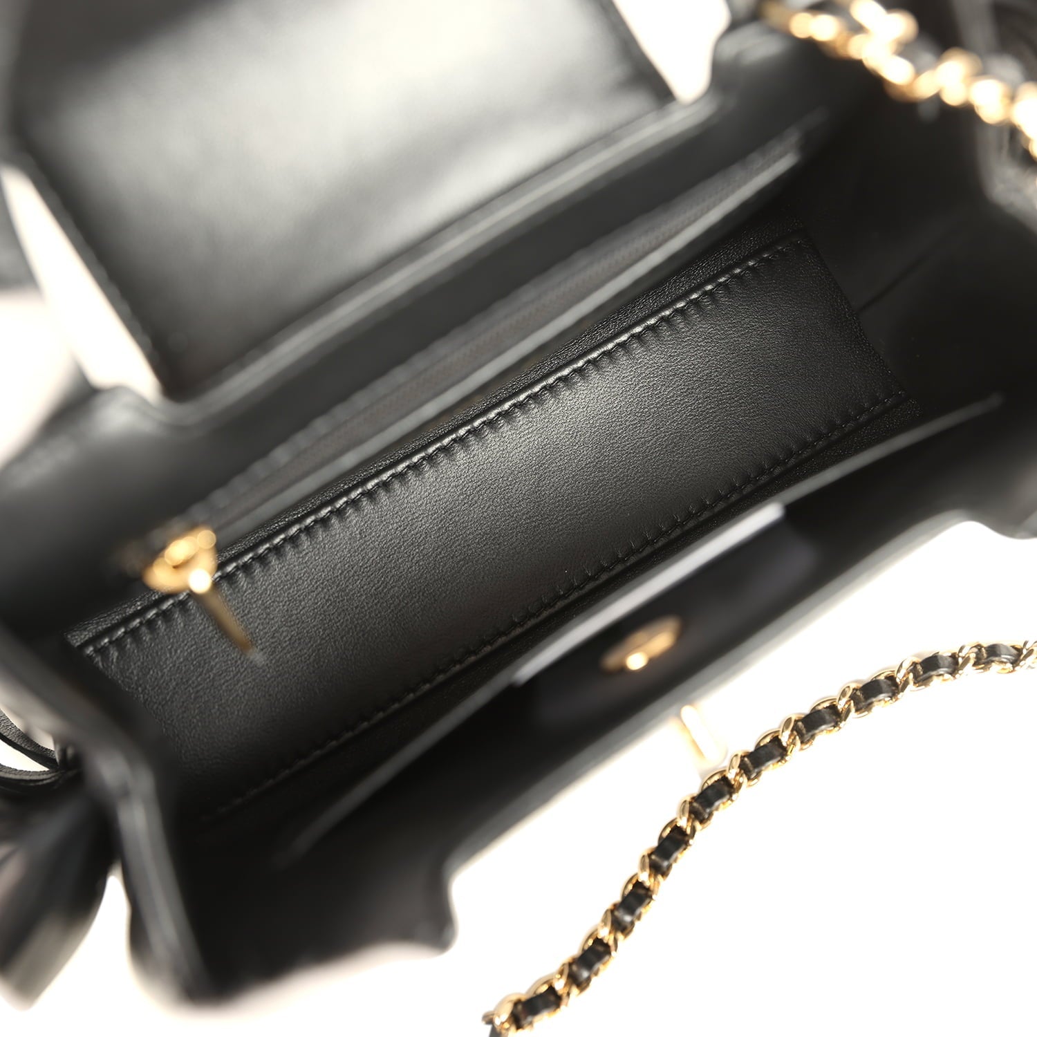 Chanel Small Fringe Kelly Black Lambskin Gold Hardware