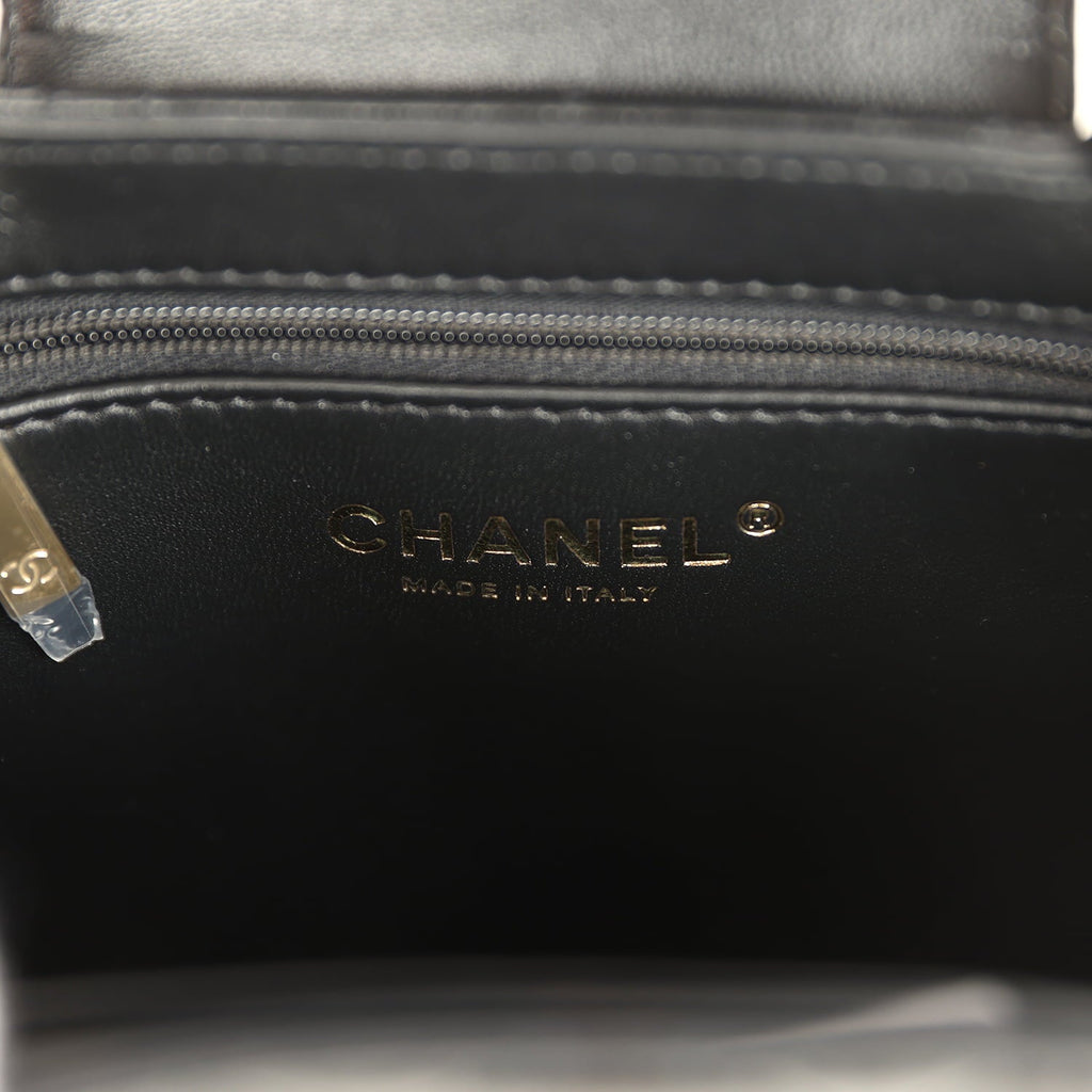 Chanel Small Fringe Kelly Black Lambskin Gold Hardware