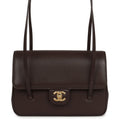 Chanel Small Preppy Coco Flap Bag Dark Brown Shiny Caviar Brushed Gold Hardware