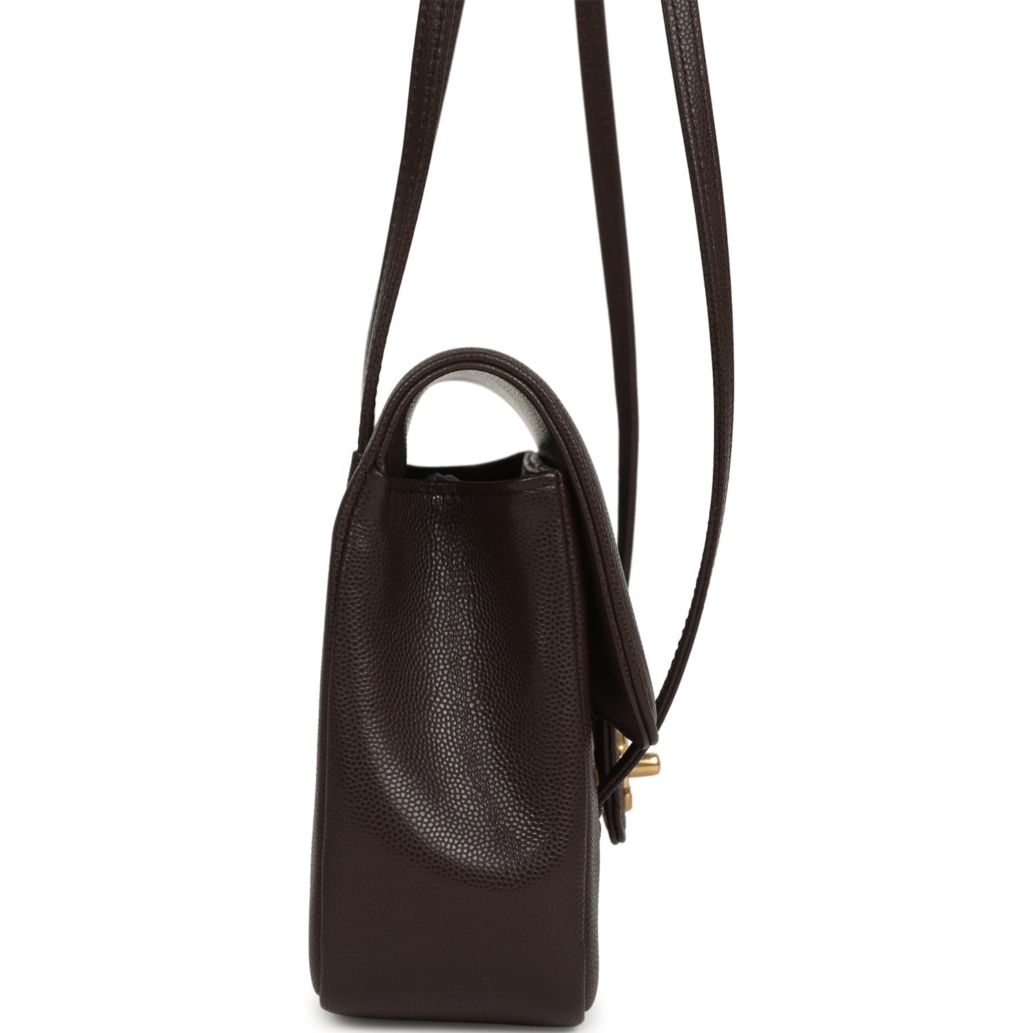 Chanel Small Preppy Coco Flap Bag Dark Brown Shiny Caviar Brushed Gold Hardware