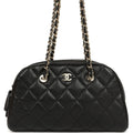 Chanel Mini Bowling Clutch with Chain Straps Black Shiny Caviar Light Gold Hardware