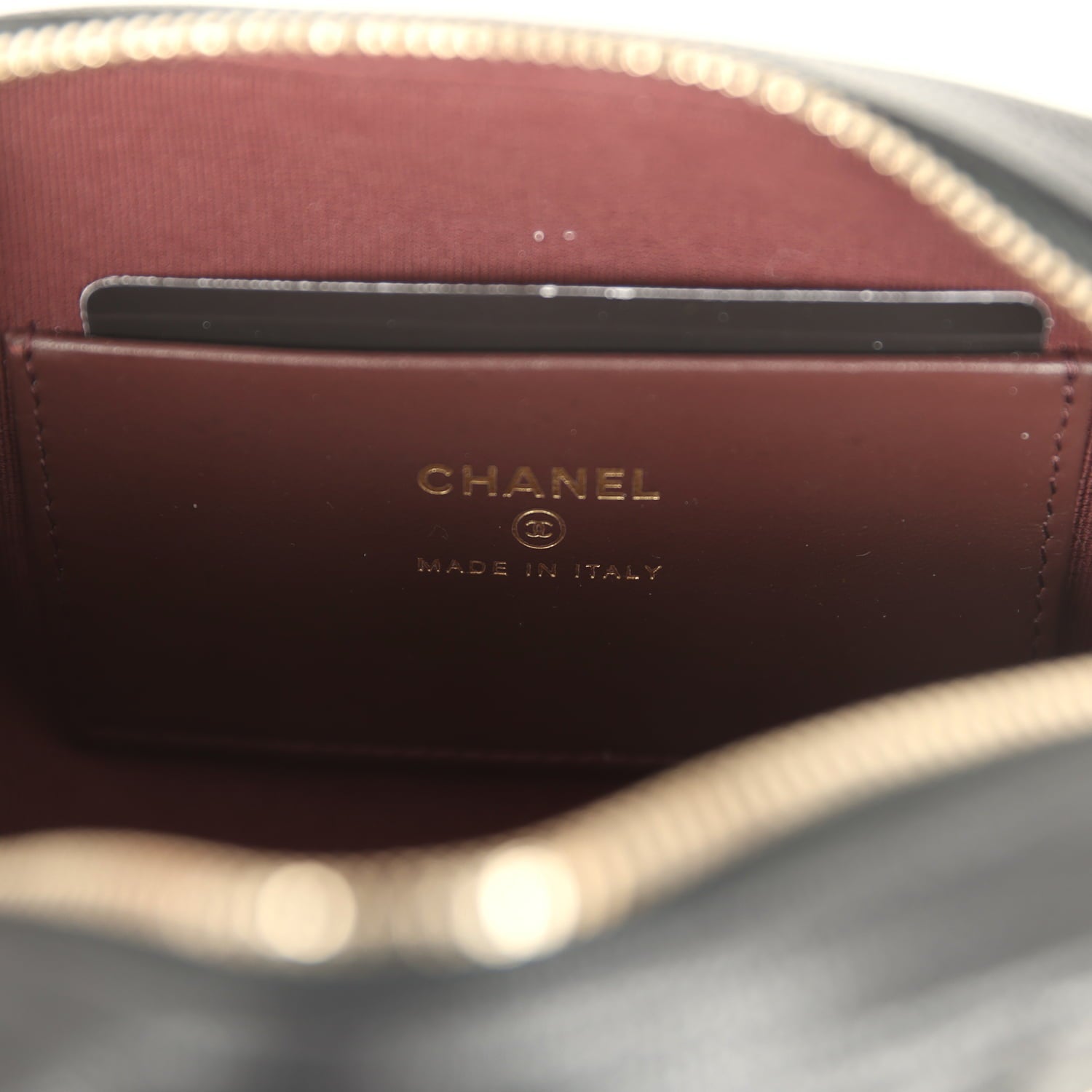Chanel Mini Bowling Clutch with Chain Straps Black Shiny Caviar Light Gold Hardware