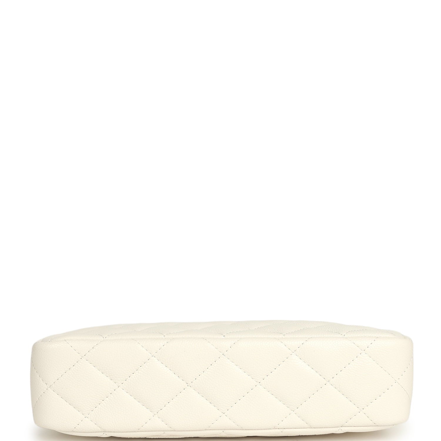 Chanel Small Quilted Clutch Bag with Chain Strap White Caviar Silver Hardware