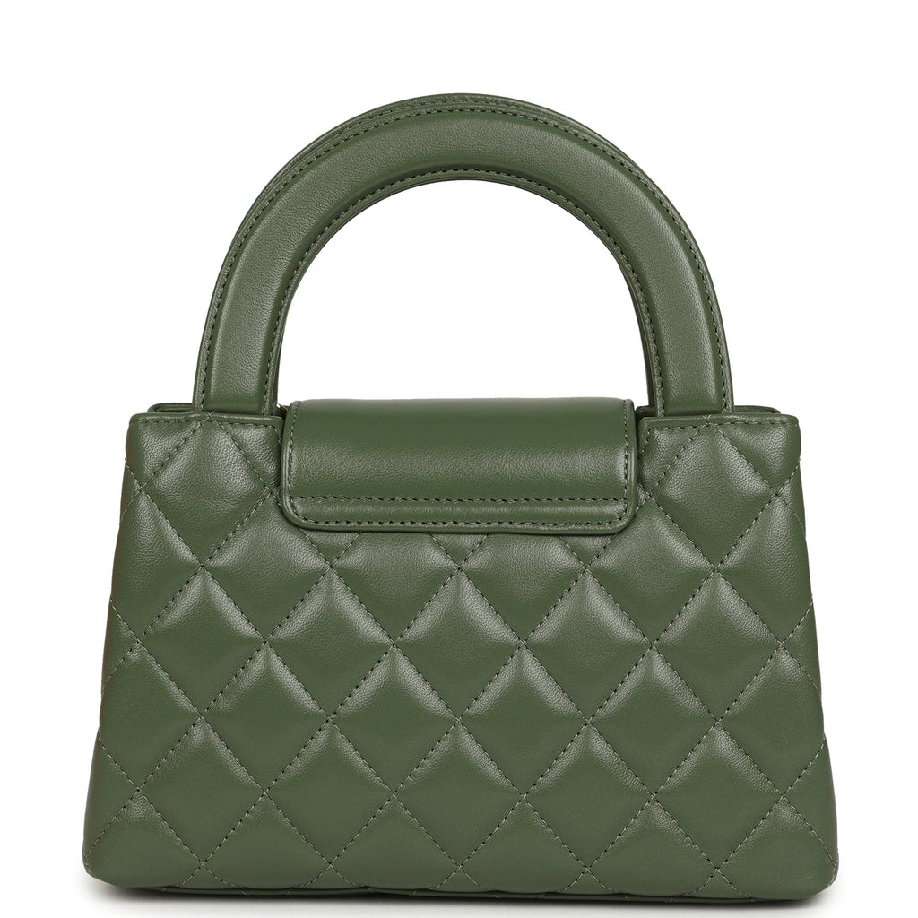 Chanel Small Kelly Shopper Khaki Shiny Aged Calfskin Brushed Gold Hardware