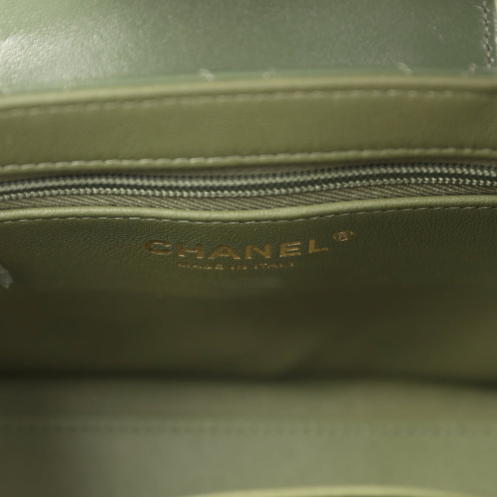 Chanel Small Kelly Shopper Khaki Shiny Aged Calfskin Brushed Gold Hardware