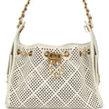 Chanel Mini 25 Hobo Bag White Perforated Calfskin Antique Gold Hardware