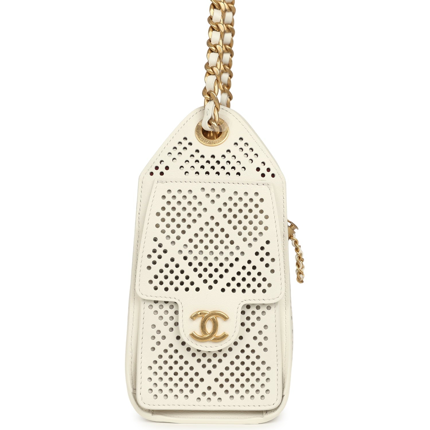 Chanel Mini 25 Hobo Bag White Perforated Calfskin Antique Gold Hardware