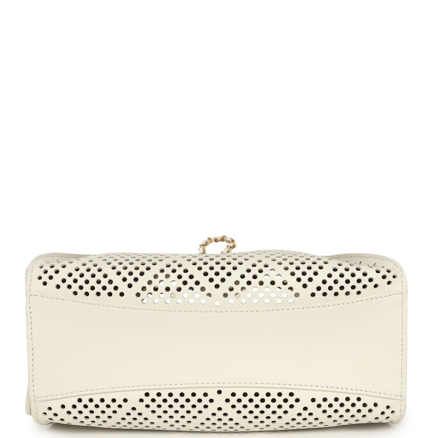 Chanel Mini 25 Hobo Bag White Perforated Calfskin Antique Gold Hardware
