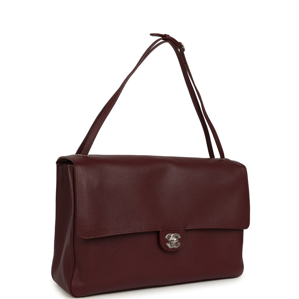 Chanel Maxi "Souplissimo" Large Flap Bag Dark Burgundy Caviar Silver Hardware