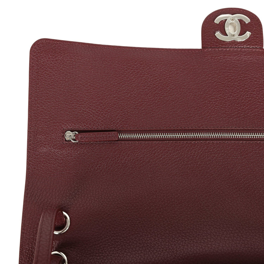Chanel Maxi "Souplissimo" Large Flap Bag Dark Burgundy Caviar Silver Hardware