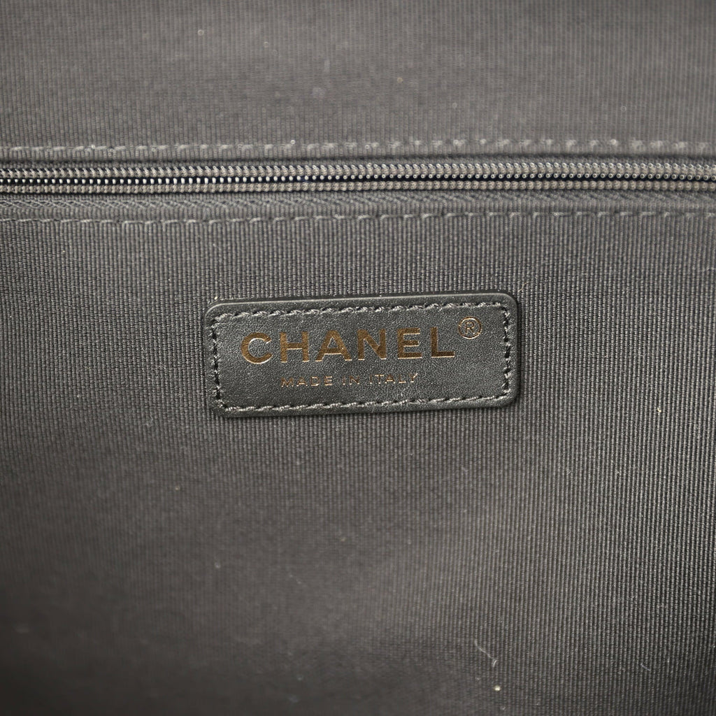 Chanel Large Coco Base Hobo Bag Brown Suede and Black Shiny Lambskin Brushed Gold Hardware