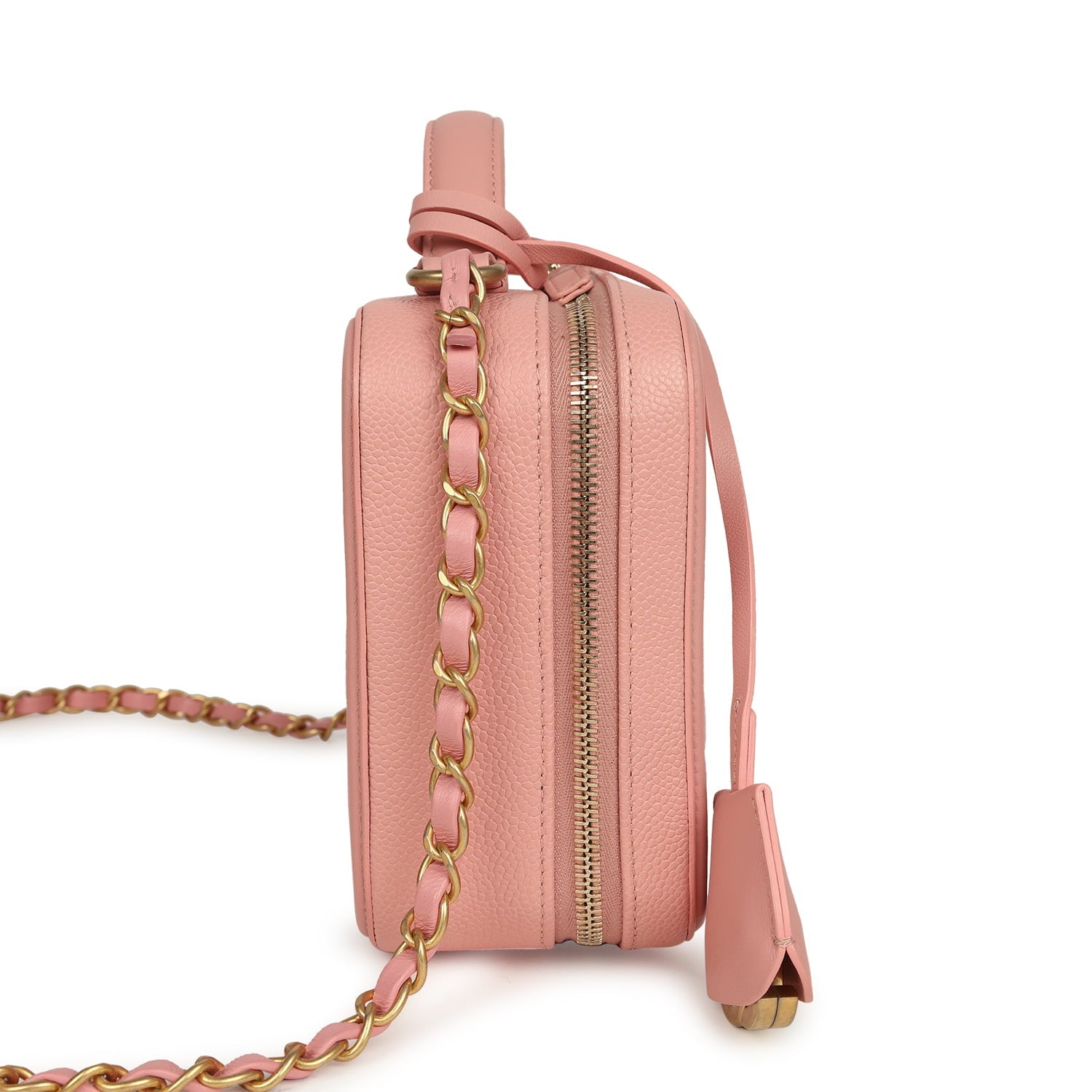 Chanel Medium CC Filigree Vanity Case Pink Caviar Brushed Gold Hardware