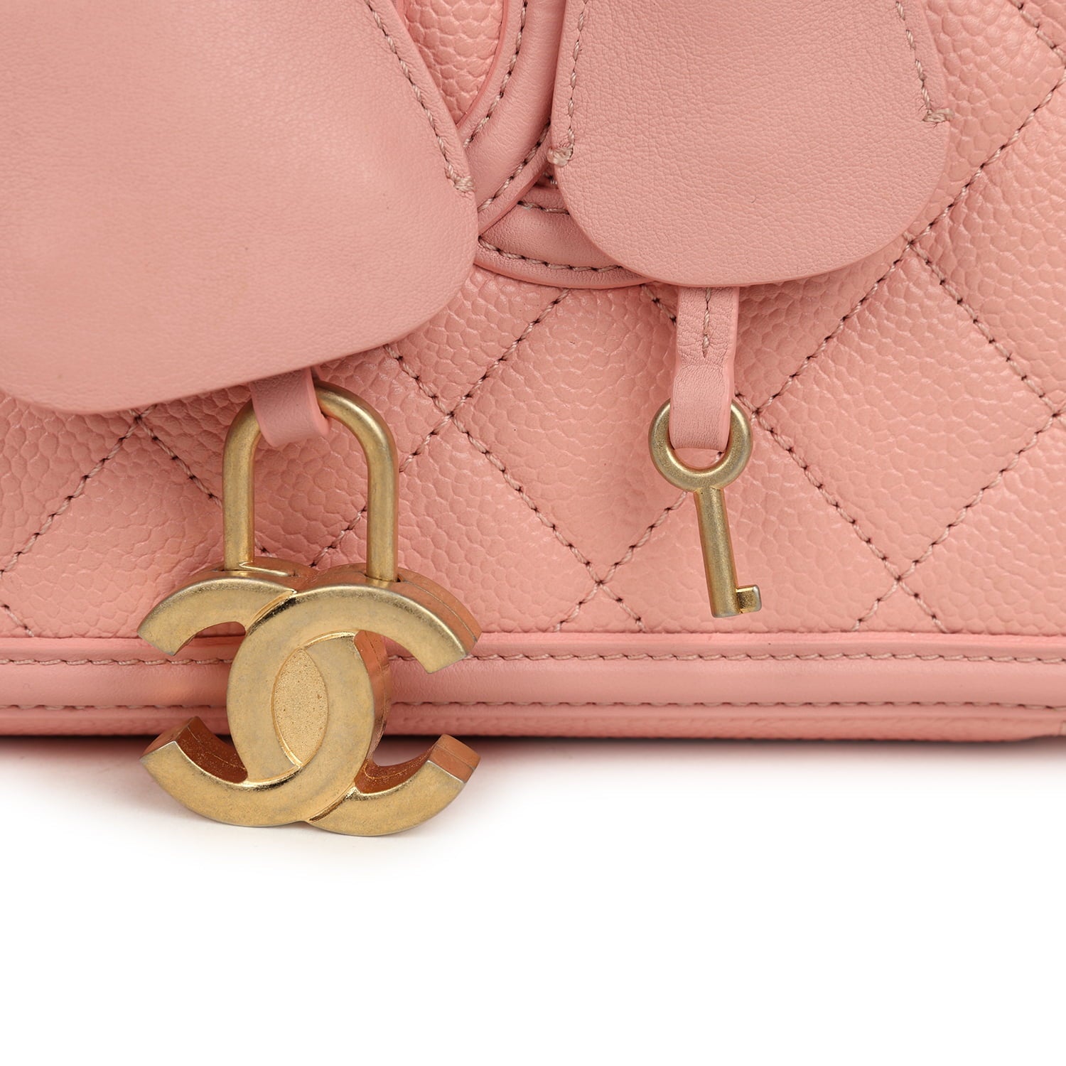 Chanel Medium CC Filigree Vanity Case Pink Caviar Brushed Gold Hardware