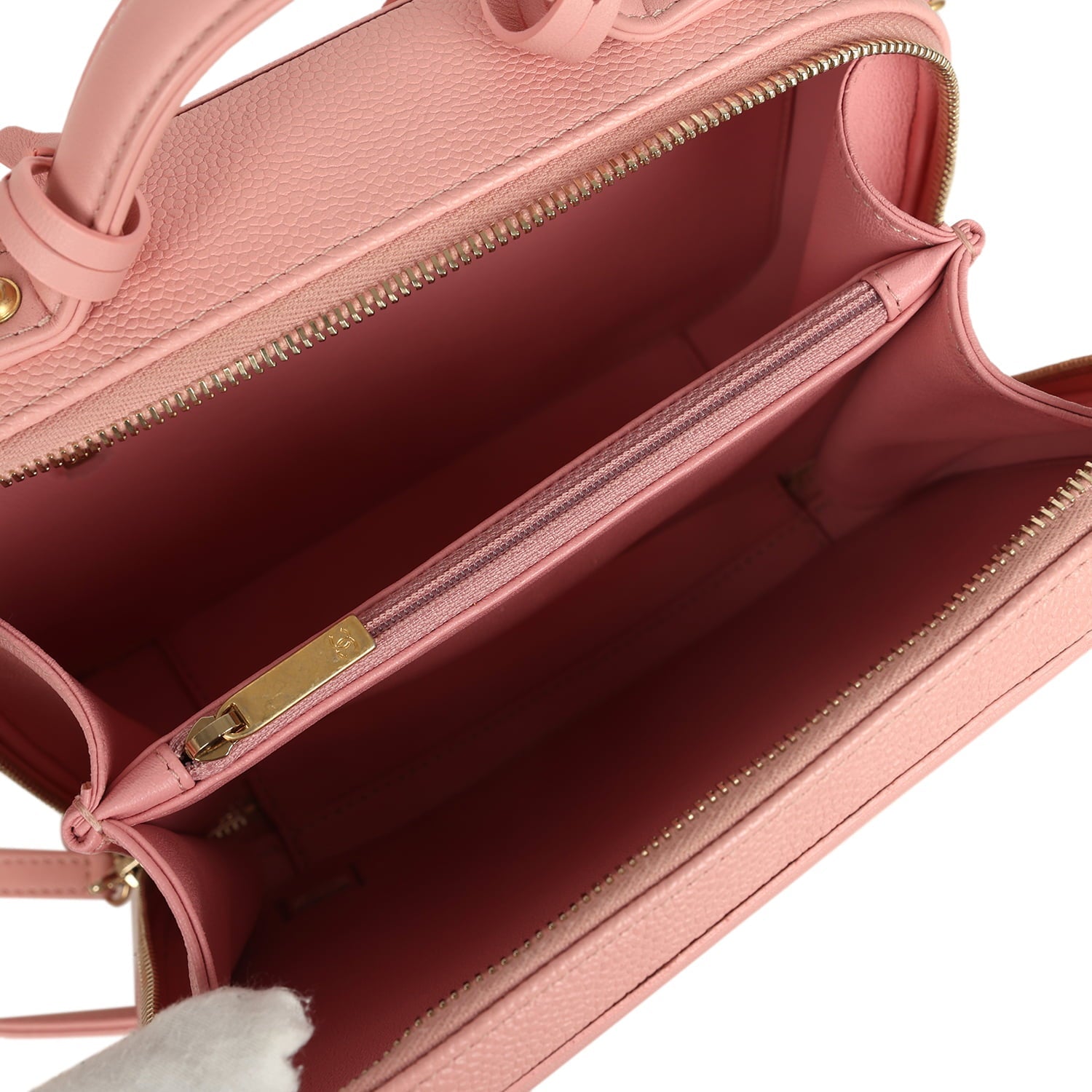 Chanel Medium CC Filigree Vanity Case Pink Caviar Brushed Gold Hardware
