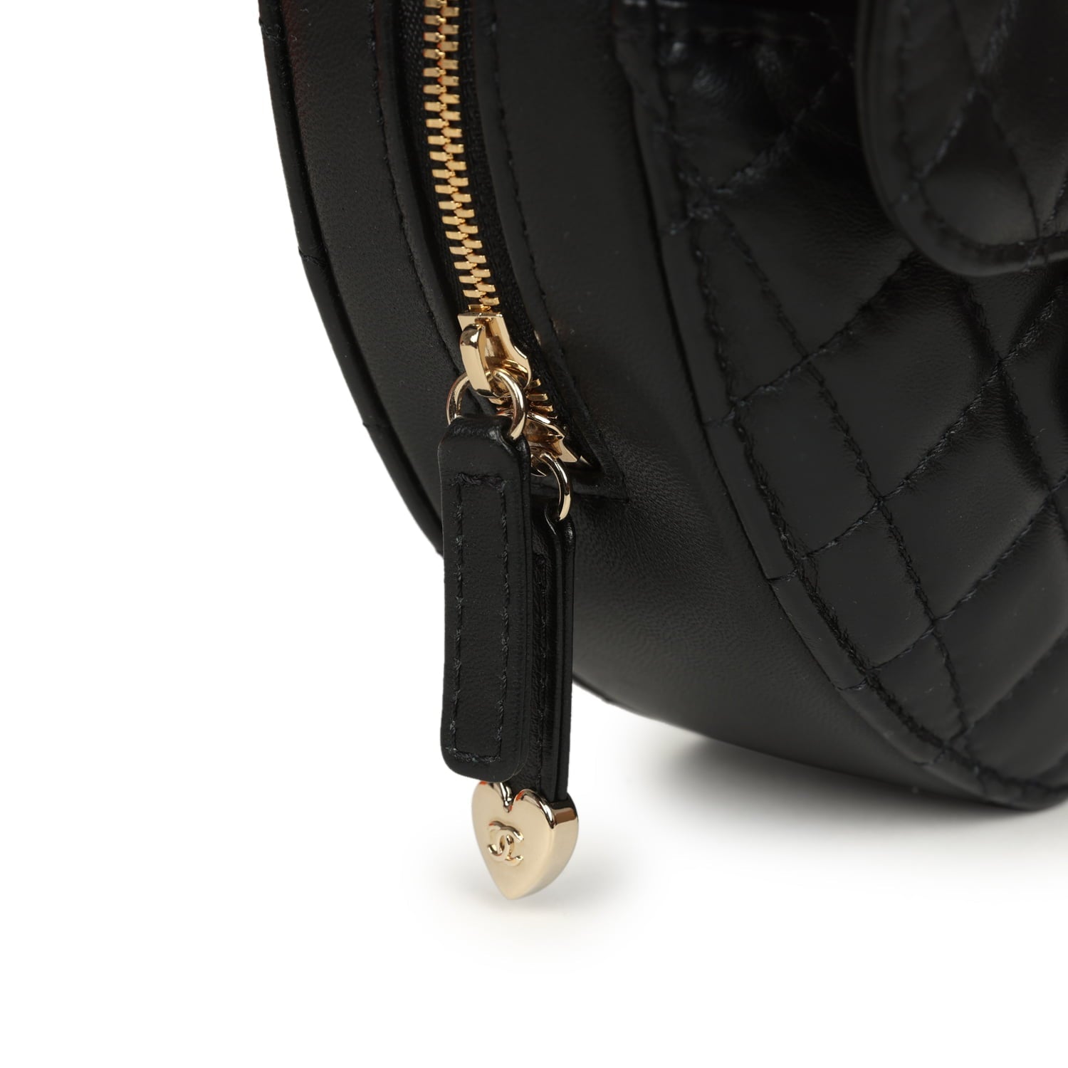 Chanel CC In Love Large Heart Bag with Chain Black Lambskin Light Gold Hardware
