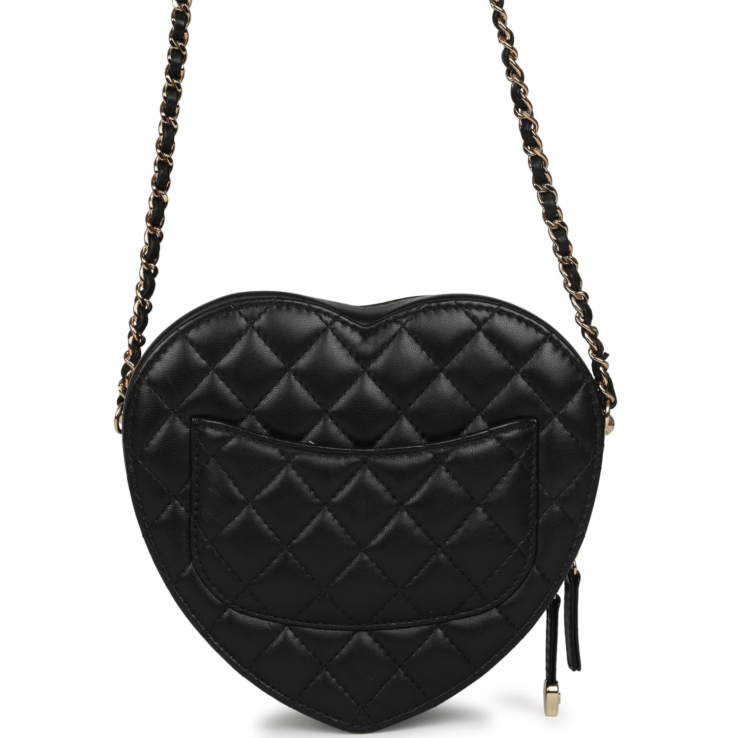 Chanel CC In Love Large Heart Bag with Chain Black Lambskin Light Gold Hardware