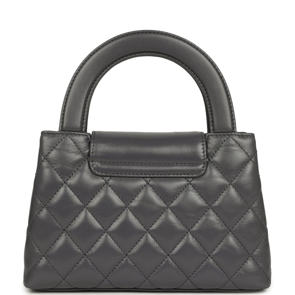 Chanel Small Kelly Shopper Grey Shiny Aged Calfskin Brushed Gold Hardware