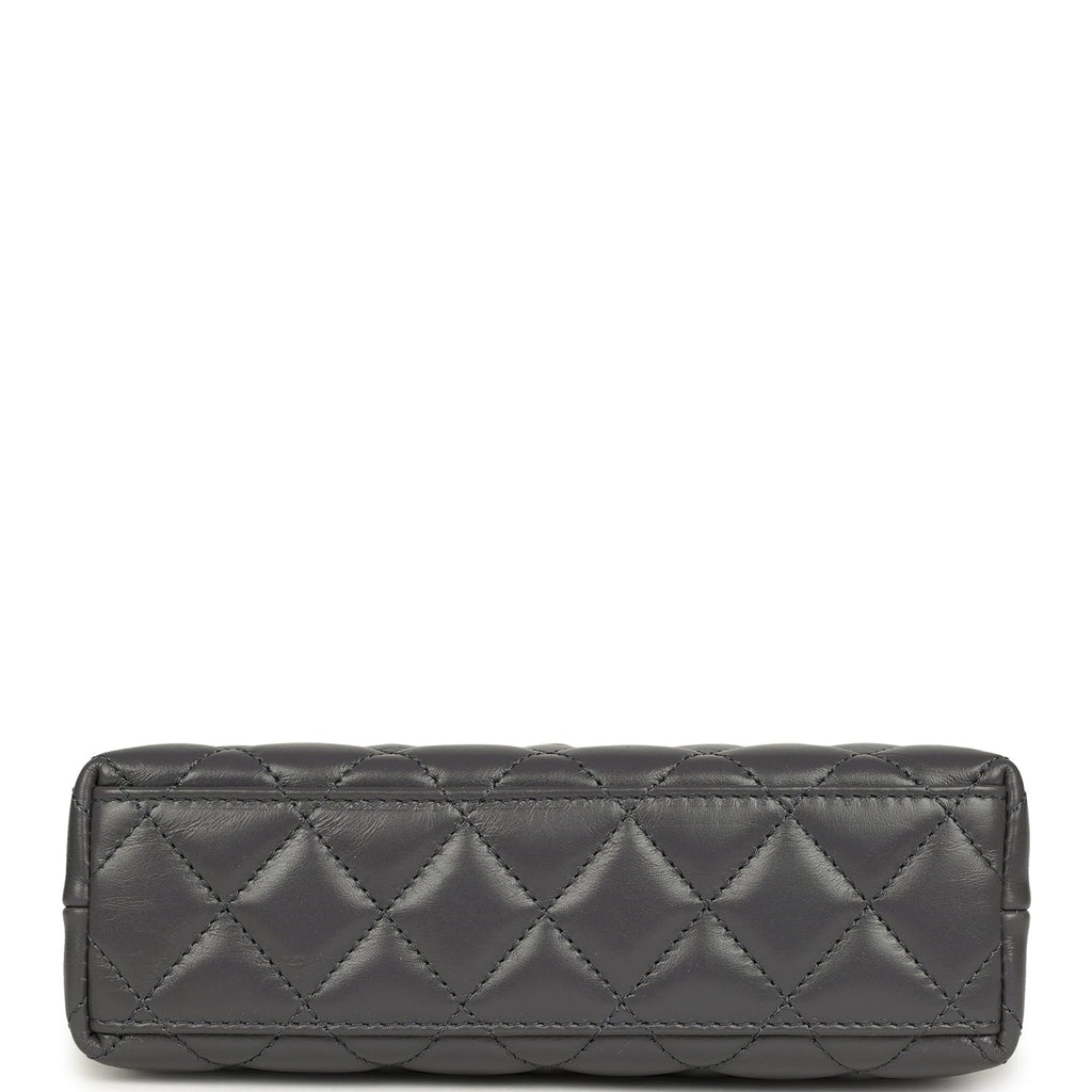 Chanel Small Kelly Shopper Grey Shiny Aged Calfskin Brushed Gold Hardware
