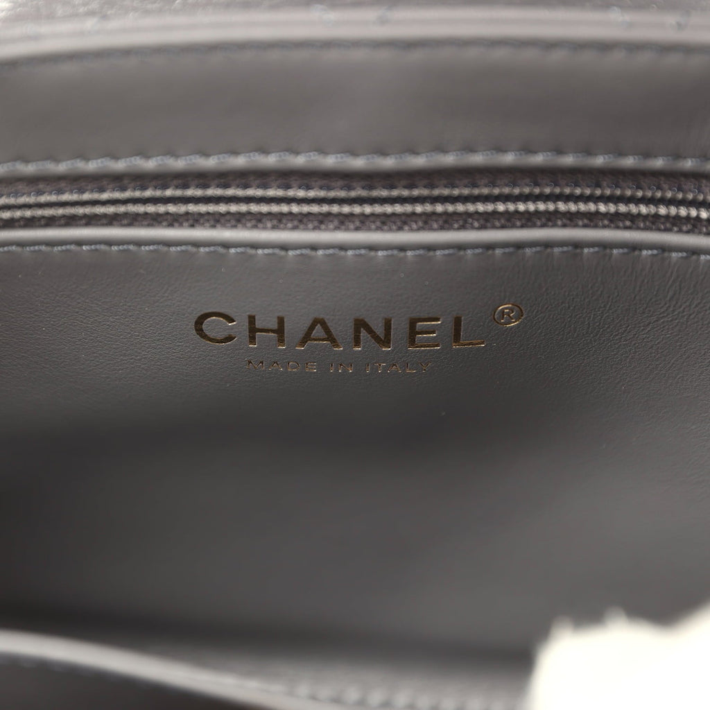 Chanel Small Kelly Shopper Grey Shiny Aged Calfskin Brushed Gold Hardware