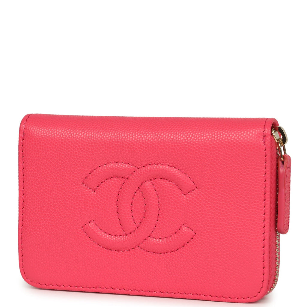 Chanel CC Zipped Wallet Fuchsia Shiny Caviar Light Gold Hardware