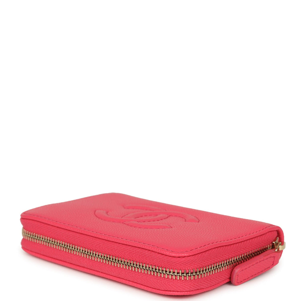 Chanel CC Zipped Wallet Fuchsia Shiny Caviar Light Gold Hardware