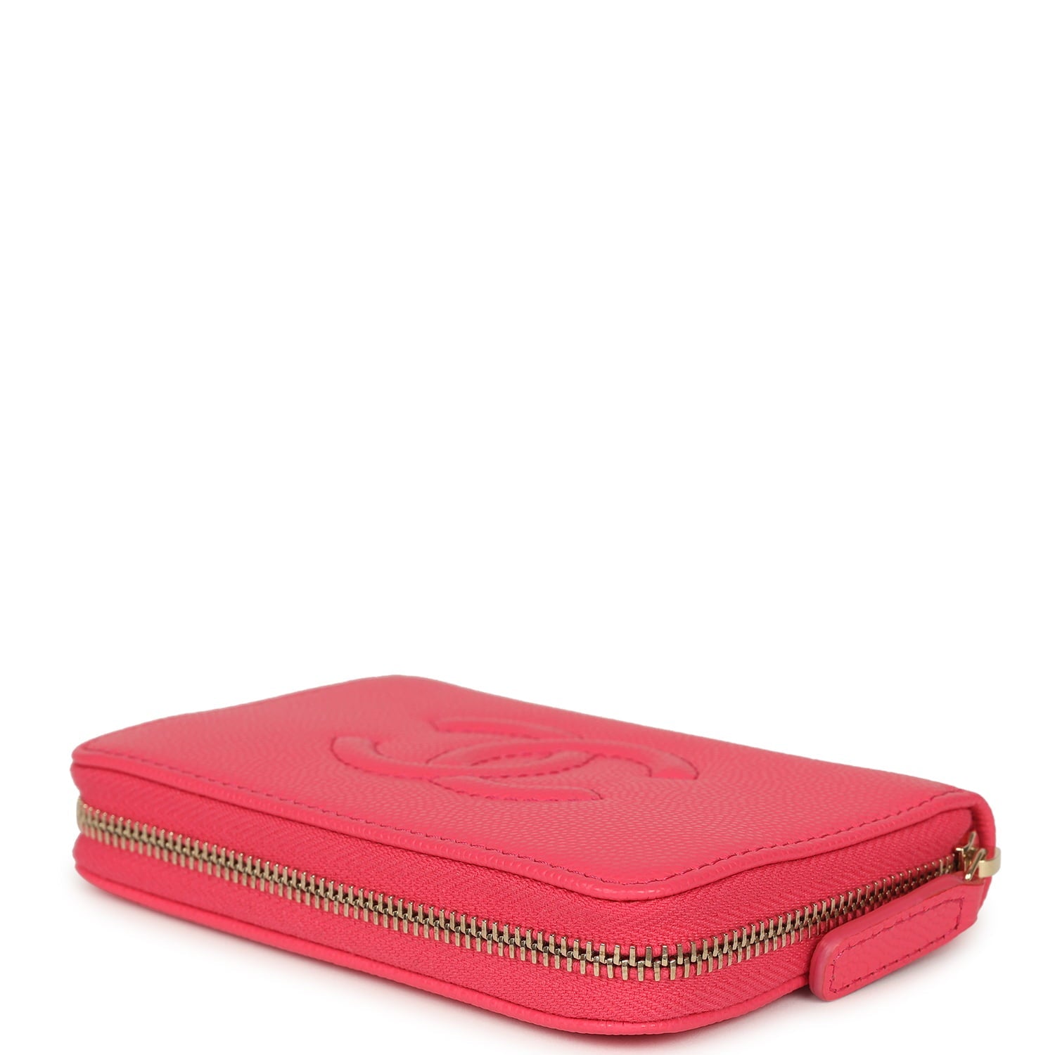 Chanel CC Zipped Wallet Fuchsia Shiny Caviar Light Gold Hardware