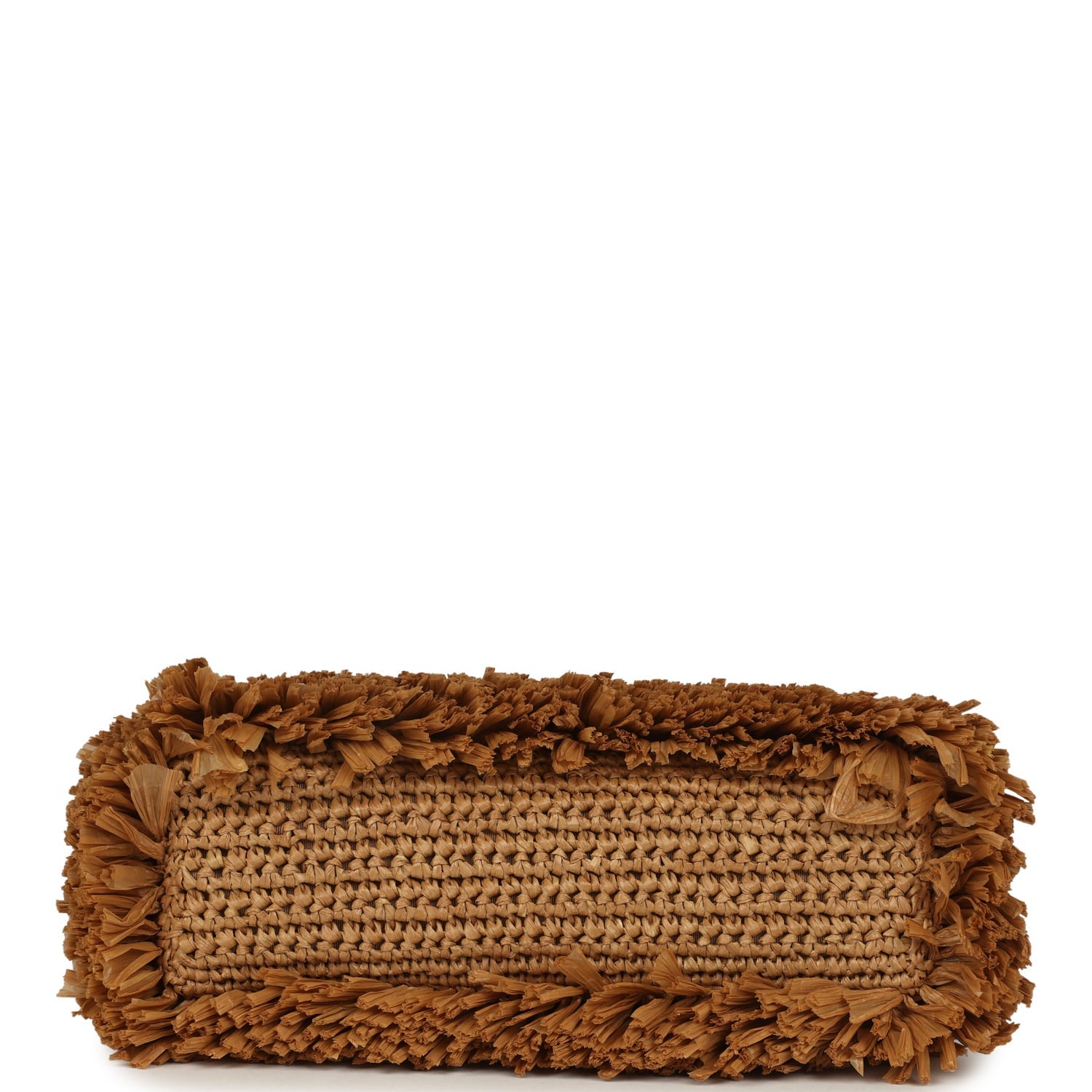 Chanel Small Fringe Kelly Dark Beige Raffia Wood and Light Gold Hardware