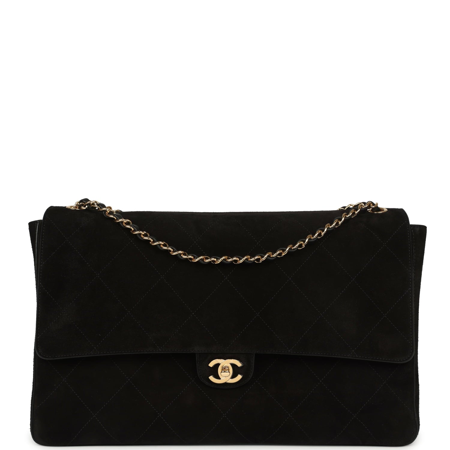 Chanel Maxi "Souplissimo" Large Flap Bag Black Suede Gold Hardware