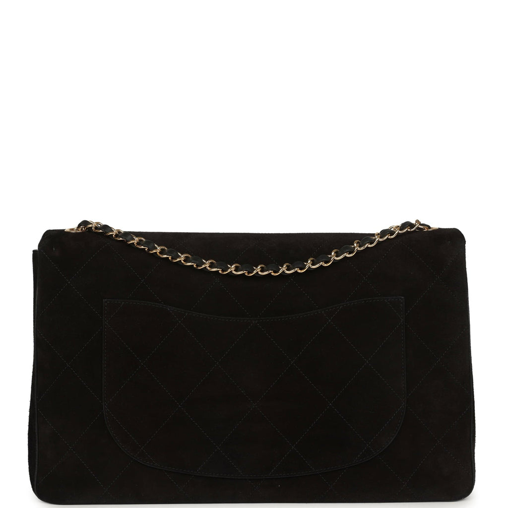 Chanel Maxi "Souplissimo" Large Flap Bag Black Suede Gold Hardware