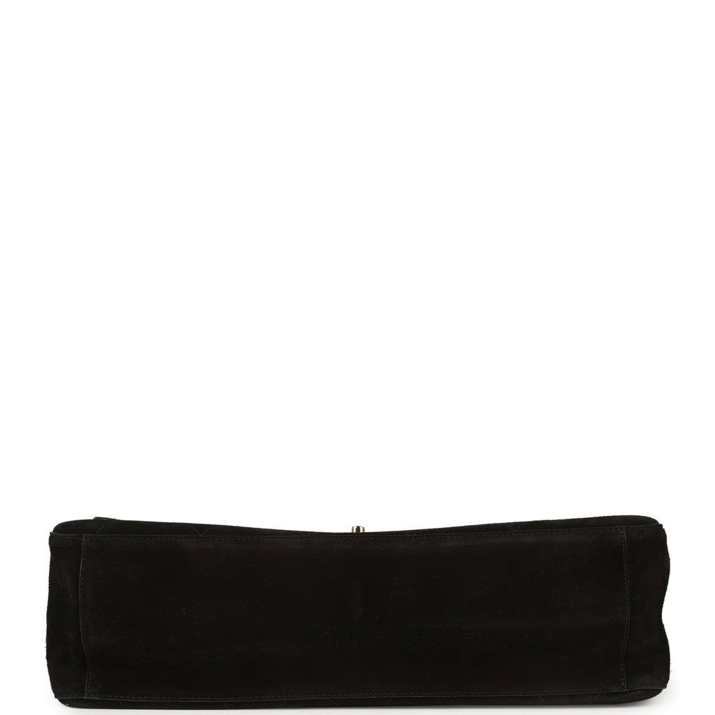 Chanel Maxi "Souplissimo" Large Flap Bag Black Suede Gold Hardware